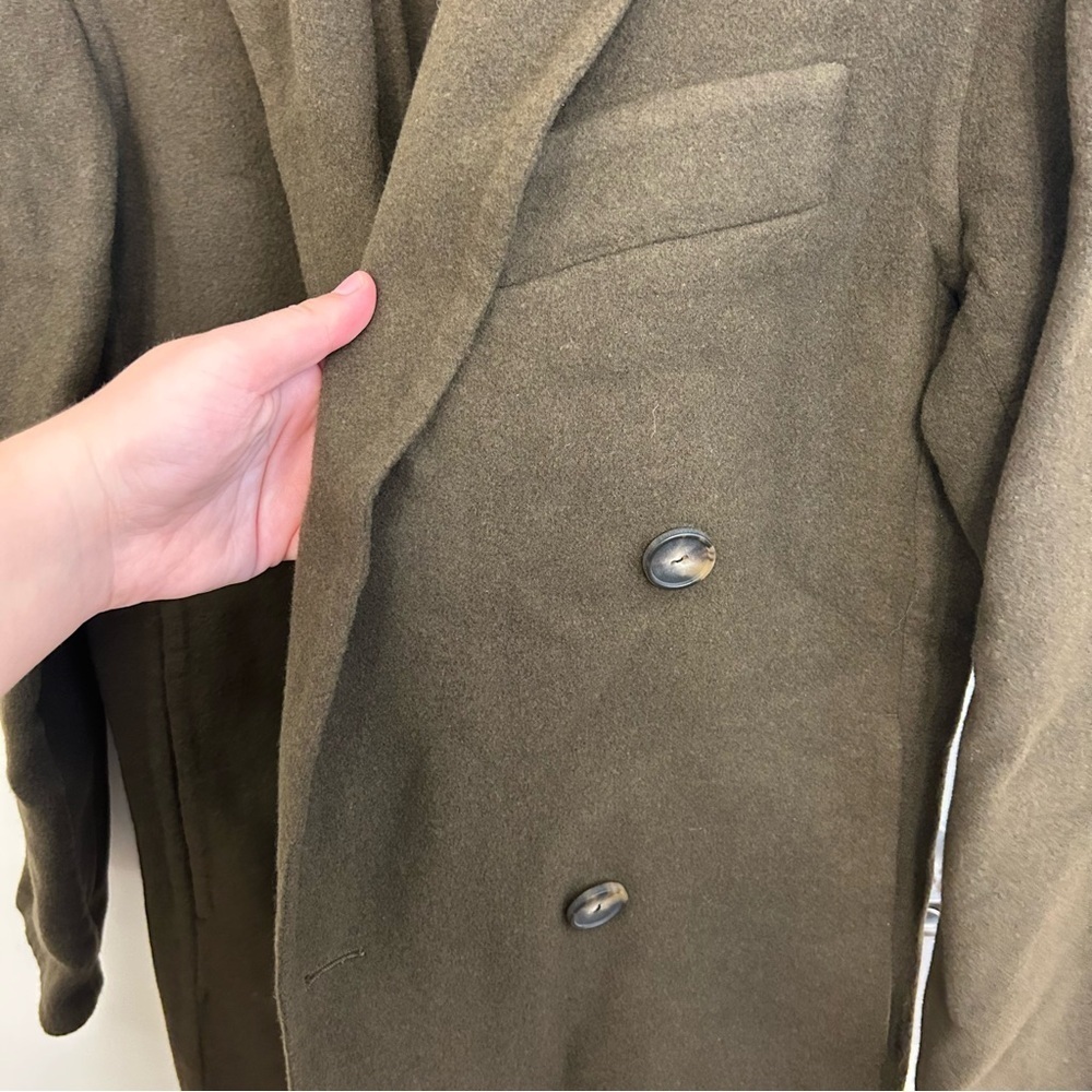 Vince Double Breasted Wool Coat Deep Green Women’s XS Notch Lapel - Picture 4 of 10